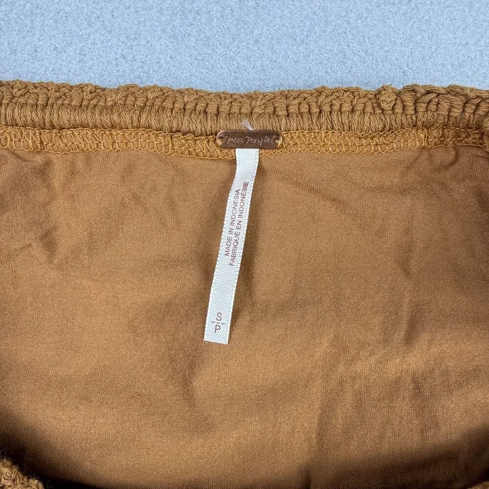 Free People Crochet Knit Mini Skirt Womens Small Boho Fairy Festival Lined